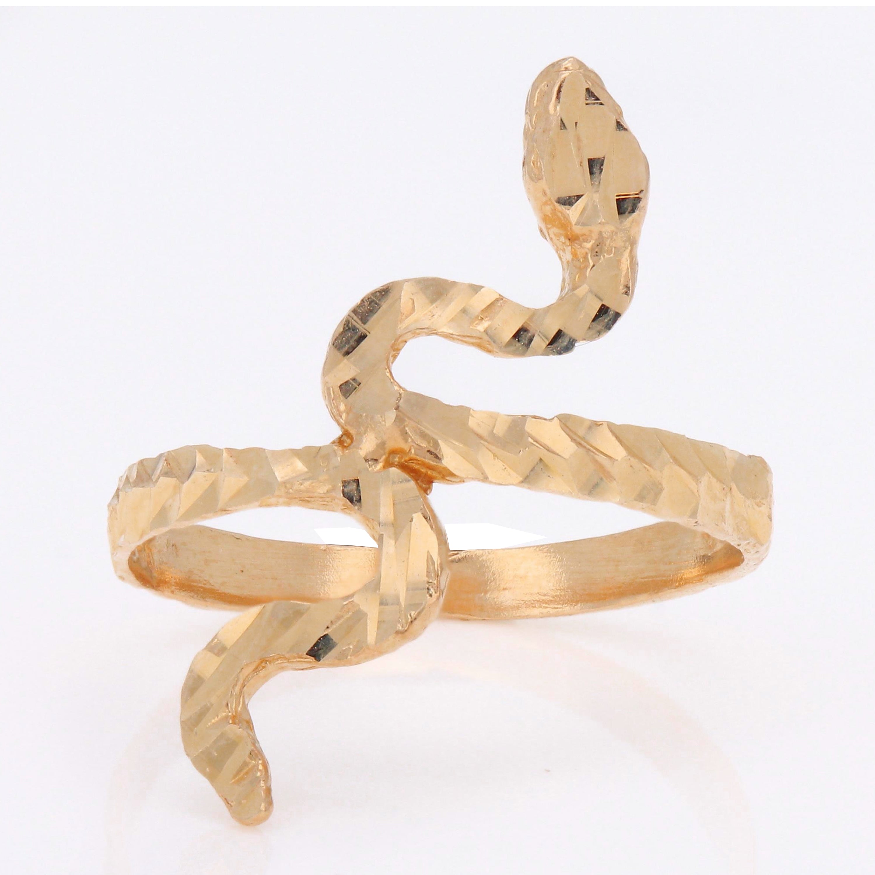 14k Rose Gold Diamond Cut Serpent Snake Ring Sizes 5-12