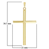 Italian 14k Yellow Gold Hollow High Polish Plain Cross Charm Pendant 1.5" 0.9g