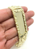 Men's 10k Yellow Gold Solid Nugget ID Bracelet Adjustable 8" 21mm 51.9 grams
