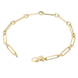 Italian 14k Yellow Gold Hollow Paper Clip Chain Bracelet 7.5" 3.3 grams 4.2mm