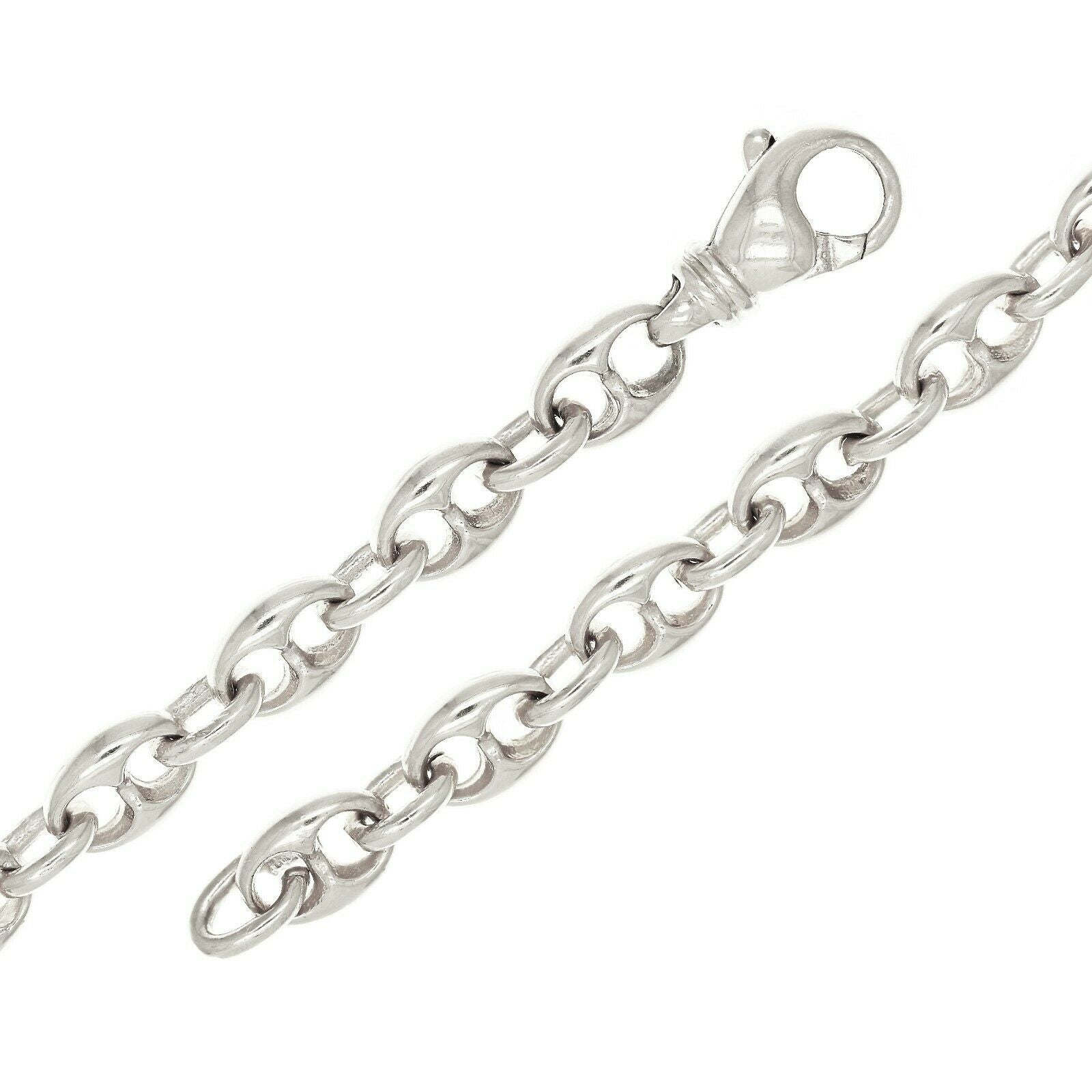 14k White Gold Handmade Fashion Link Bracelet 8" 7.5mm 27.5 grams - White,8"