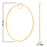 Italian 14k Yellow Gold Diamond Cut Flat Cube Hoop Earrings 3.4" 1.5mm 4.3 grams