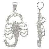 10k White Gold Diamond Cut Scorpion Insect Charm Pendant 1.9" 5 grams