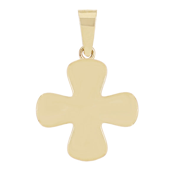 14k Yellow Gold Clover Cross Charm Pendant 18.9 mm 4 grams