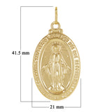 14K Gold Mary Mother of God Miraculous Medal with Words Oval Medal Pendant 4g.