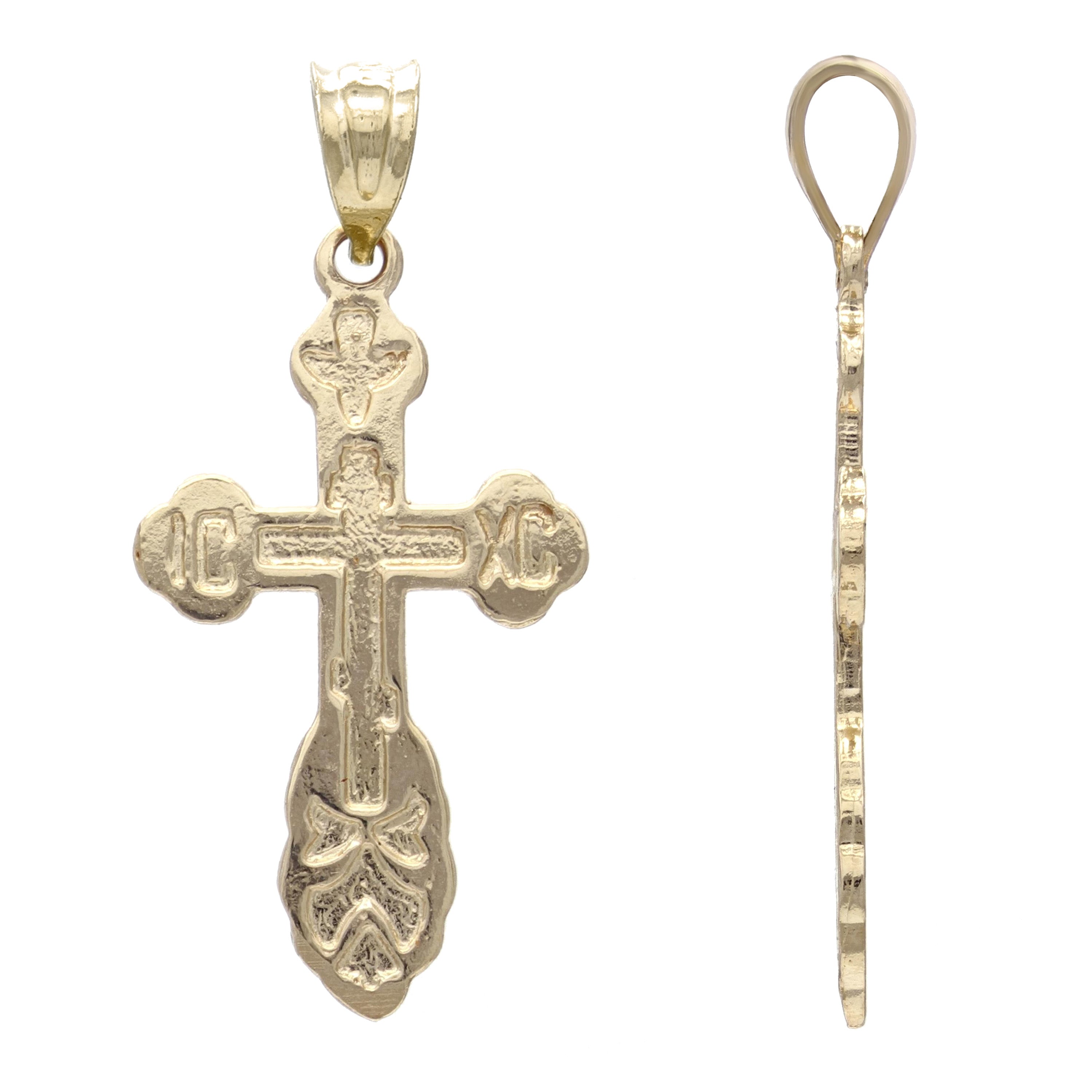 14k Yellow Gold The Saint Xenia Orthodox Cross Charm Pendant 2.1 grams - Yellow