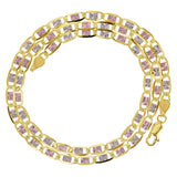 Italian 14k Tri-Color Gold Diamond Cut Valentino Chain Necklace 18" 4mm 10.2 grams - 18" 10.2 grams