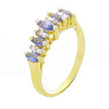 14k Yellow Gold Graduate Marquise Tanzanite & Diamond Accent Band Ring Size 5.75