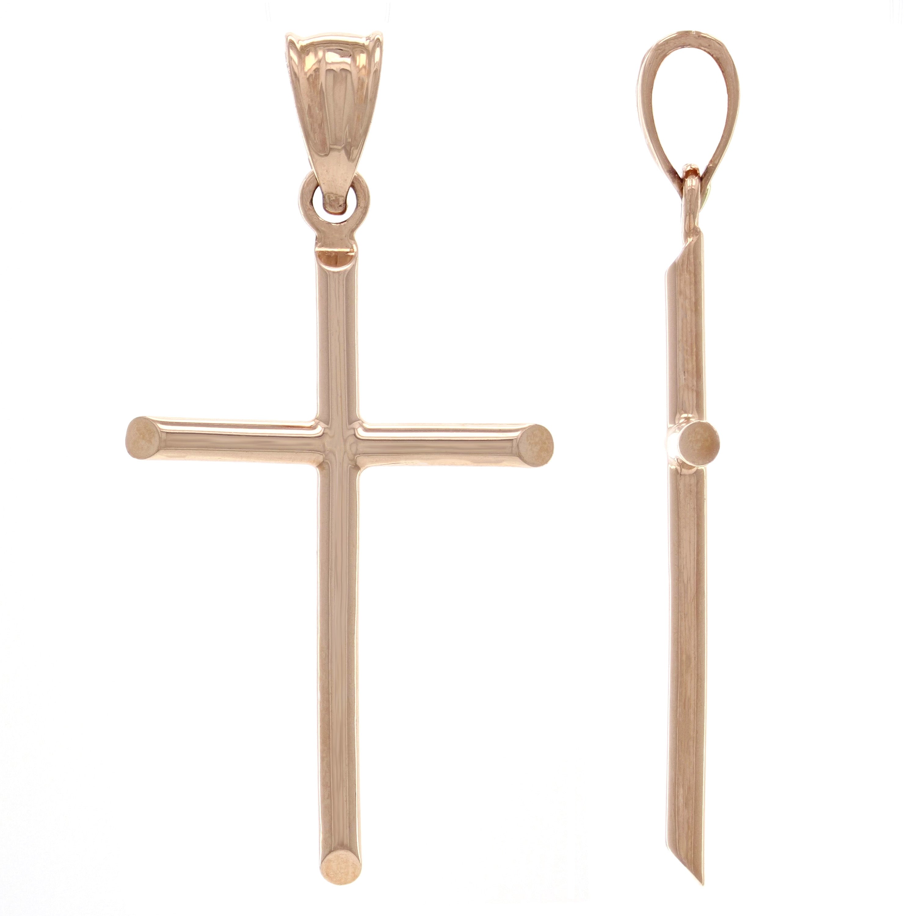 14k Rose Gold Sharp Edged Cross Religious Pendant Medium - Rose,Medium