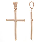 14k Rose Gold Sharp Edged Cross Religious Pendant Medium - Rose,Medium