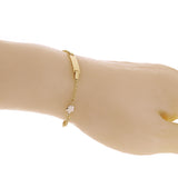 Italian 14k Yellow & White Gold Flower Charm Baby Kids ID Bracelet 5.5" 2 grams