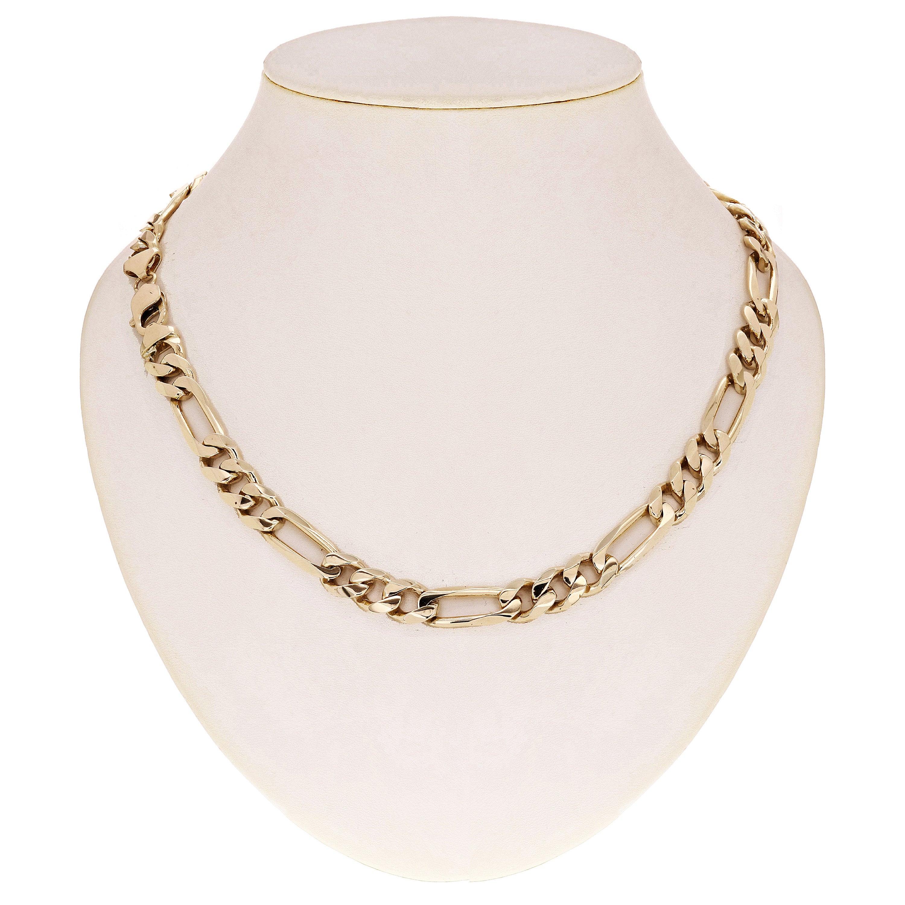 Men's 10k Yellow Gold Solid Figaro Necklace Link Chain 20" 10.5mm 90 grams - 20"