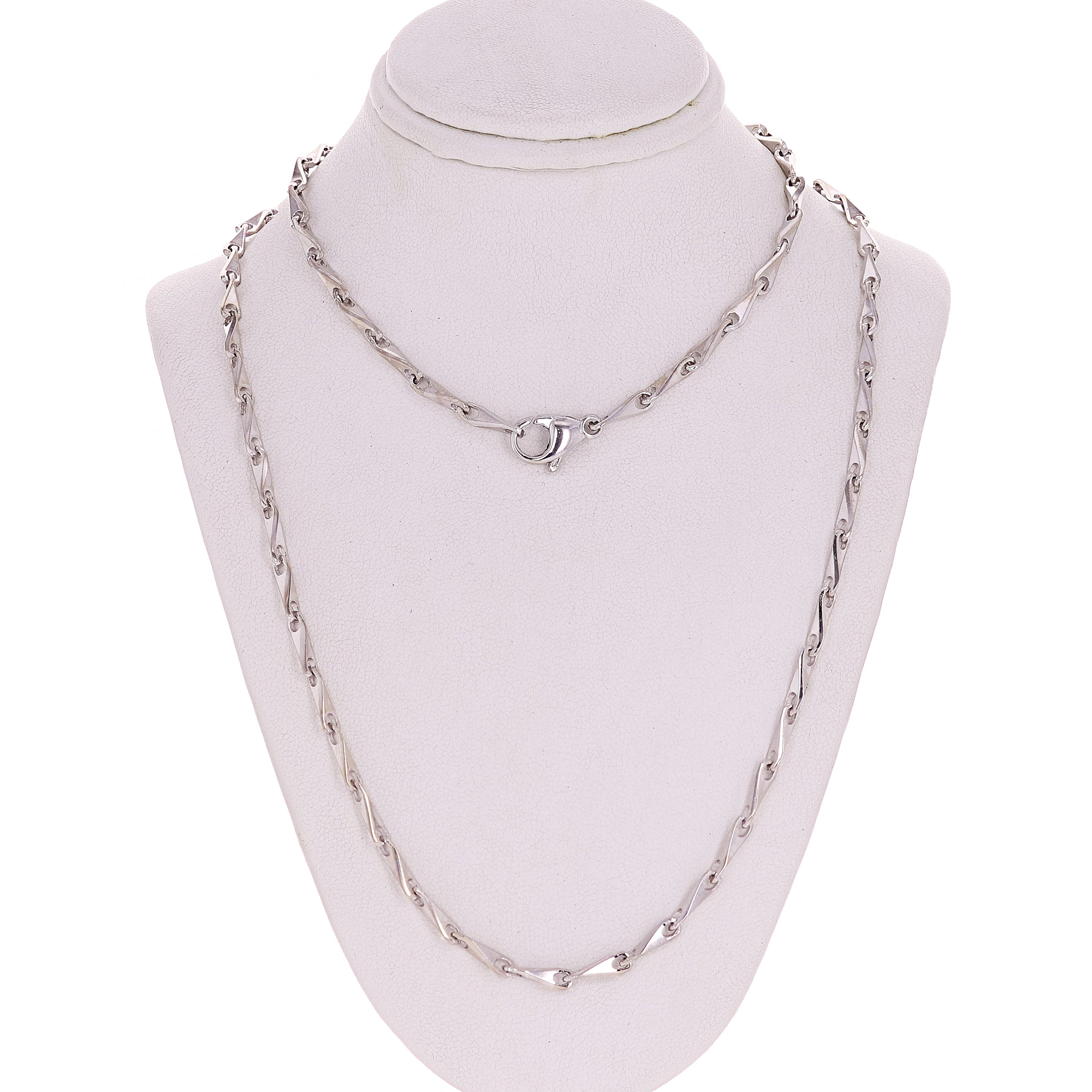 10k White Gold Solid Handmade Fashion Link Necklace 20" 3mm 26.5 grams - 20" 26.5 grams