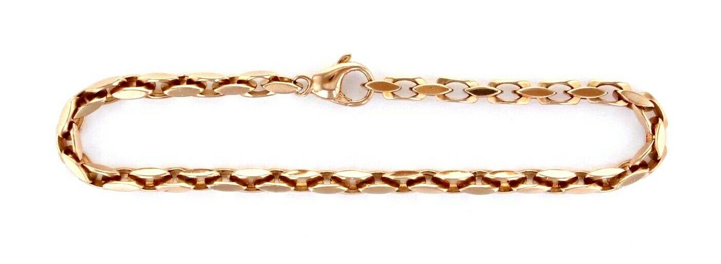 14k Rose Gold Handmade Fashion Link Bracelet 8.5" 4.35mm 15.3 grams - Rose,8.5"