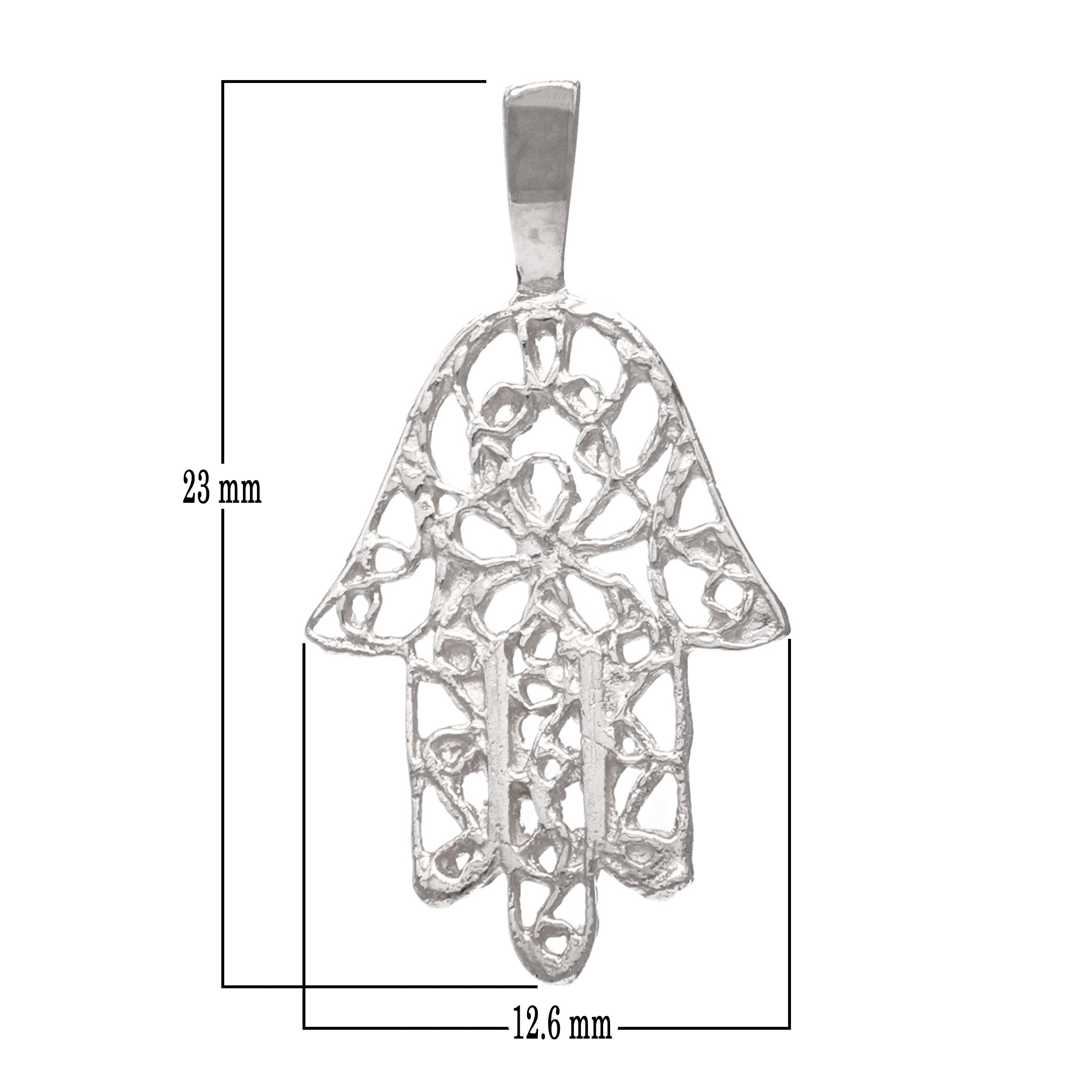 14k White Gold Hand of Fatima Hamsa Charm Pendant 0.8gram - White