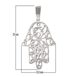 14k White Gold Hand of Fatima Hamsa Charm Pendant 0.8gram - White