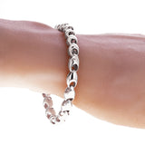 14k White Gold Solid Handmade Fashion Link Bracelet 7.5" 5.3mm 12.8 grams - White,7.5" 12.8 grams