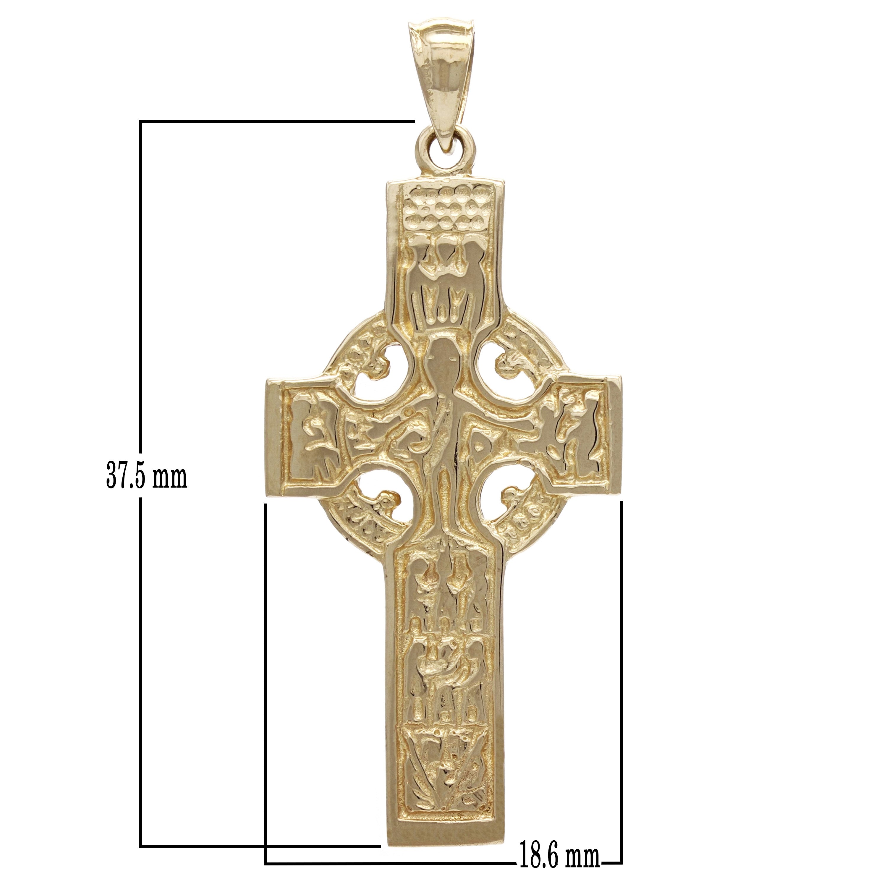 14k Yellow Gold Solid Religious REVERSIBLE Celtic Cross Charm Pendant 1.7" 6.8g - Yellow