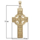 14k Yellow Gold Solid Religious REVERSIBLE Celtic Cross Charm Pendant 1.7" 6.8g - Yellow