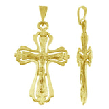 14k Yellow Gold Jesus Christ Crucifix Cross Charm Pendant 2" 5.2 grams - Yellow