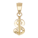 14k Yellow Gold 3D Dollar Sign Charm Pendant 19.3mm x 6.8mm 1 gram