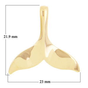 14k Yellow White or Rose Gold Whale Tail Charm Pendant