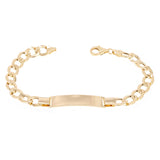 Italian 14k Yellow Gold Engravable Hollow Curb Cuban ID Bracelet 7.5" 8mm 8.3g