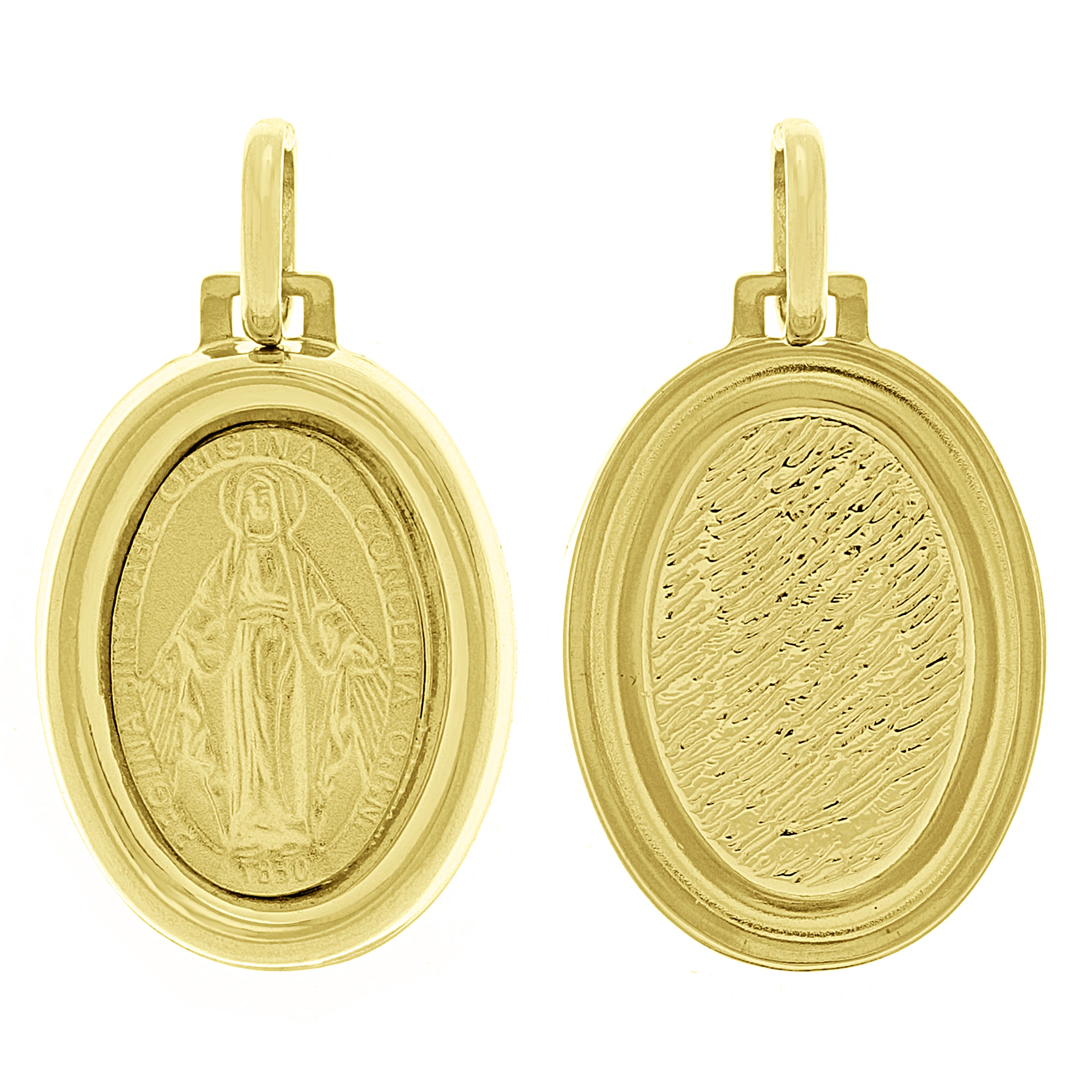 14k Yellow Gold Regina Sine Labe Originali Concepta O.P.N Catholic Metal Pendant