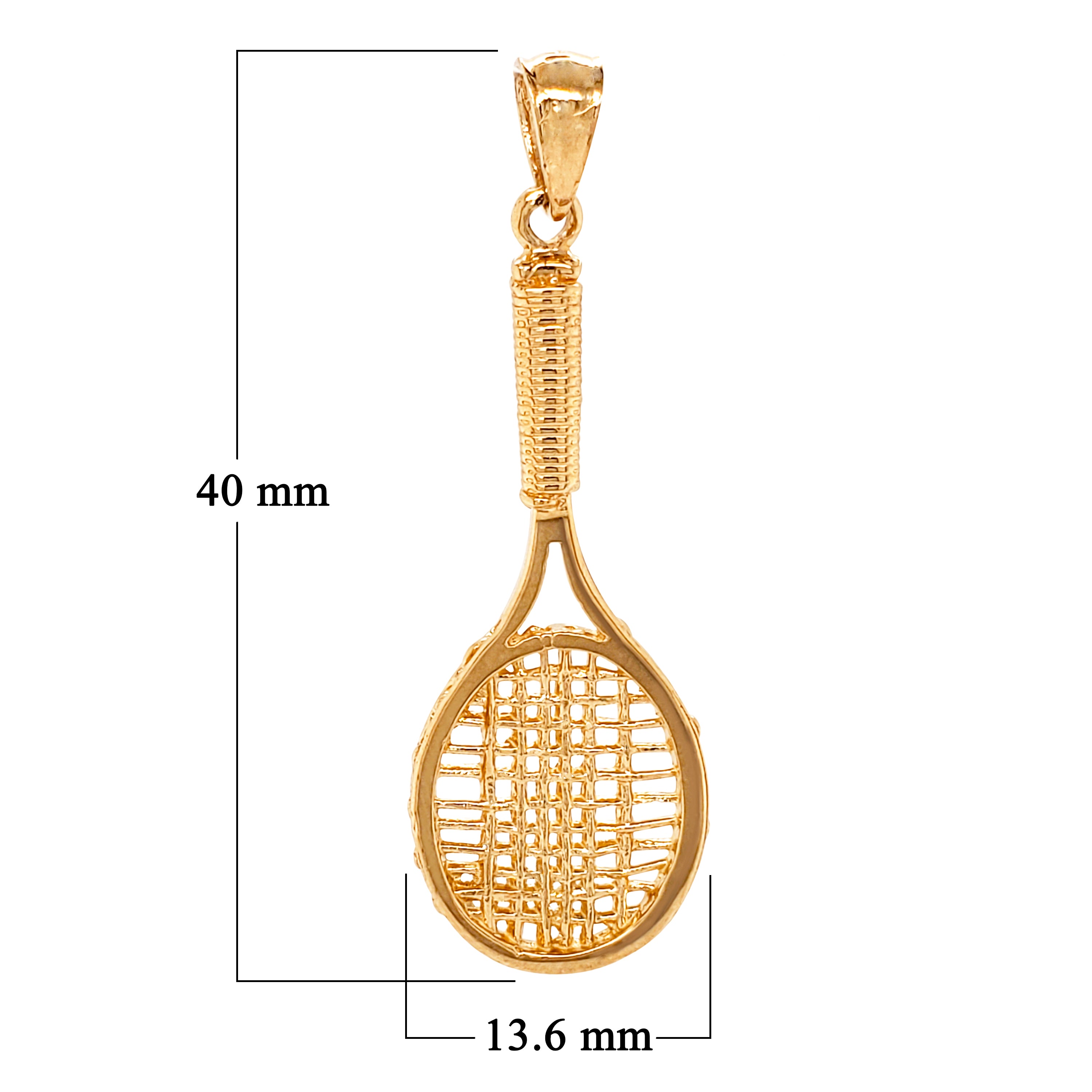 14k Rose Gold Tennis Racquet Tennis Racket Sports Charm Pendant 3.6grams - Rose