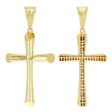 Italian 14k Yellow Gold Hollow High Polish Plain Cross Charm Pendant 2.3" 3.7g
