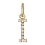 14k Yellow Gold Diamond Initial Letter I Charm Pendant - Letter I,Yellow