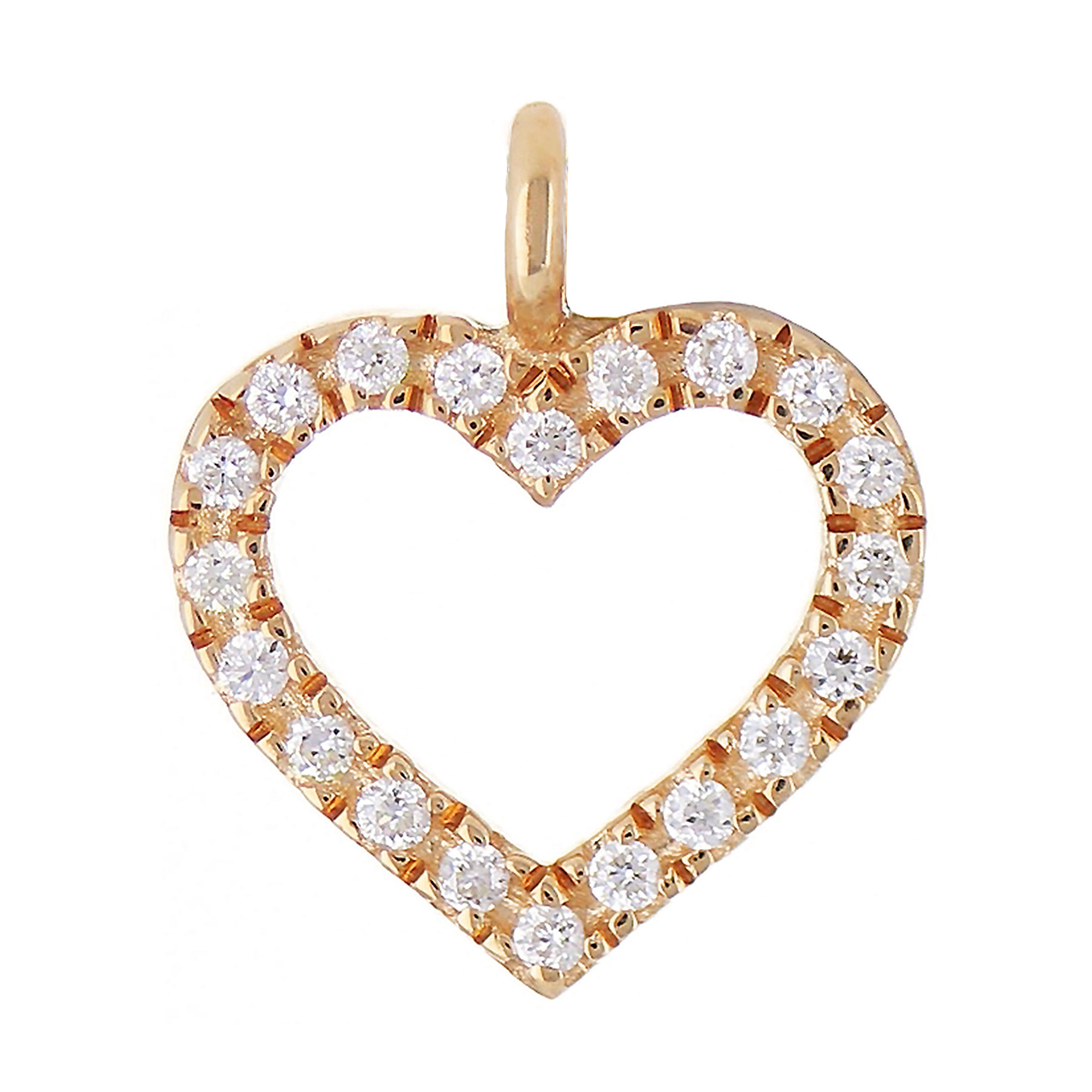 14k Rose Gold Small Diamond Heart Pendant - Rose