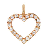 14k Rose Gold Small Diamond Heart Pendant - Rose