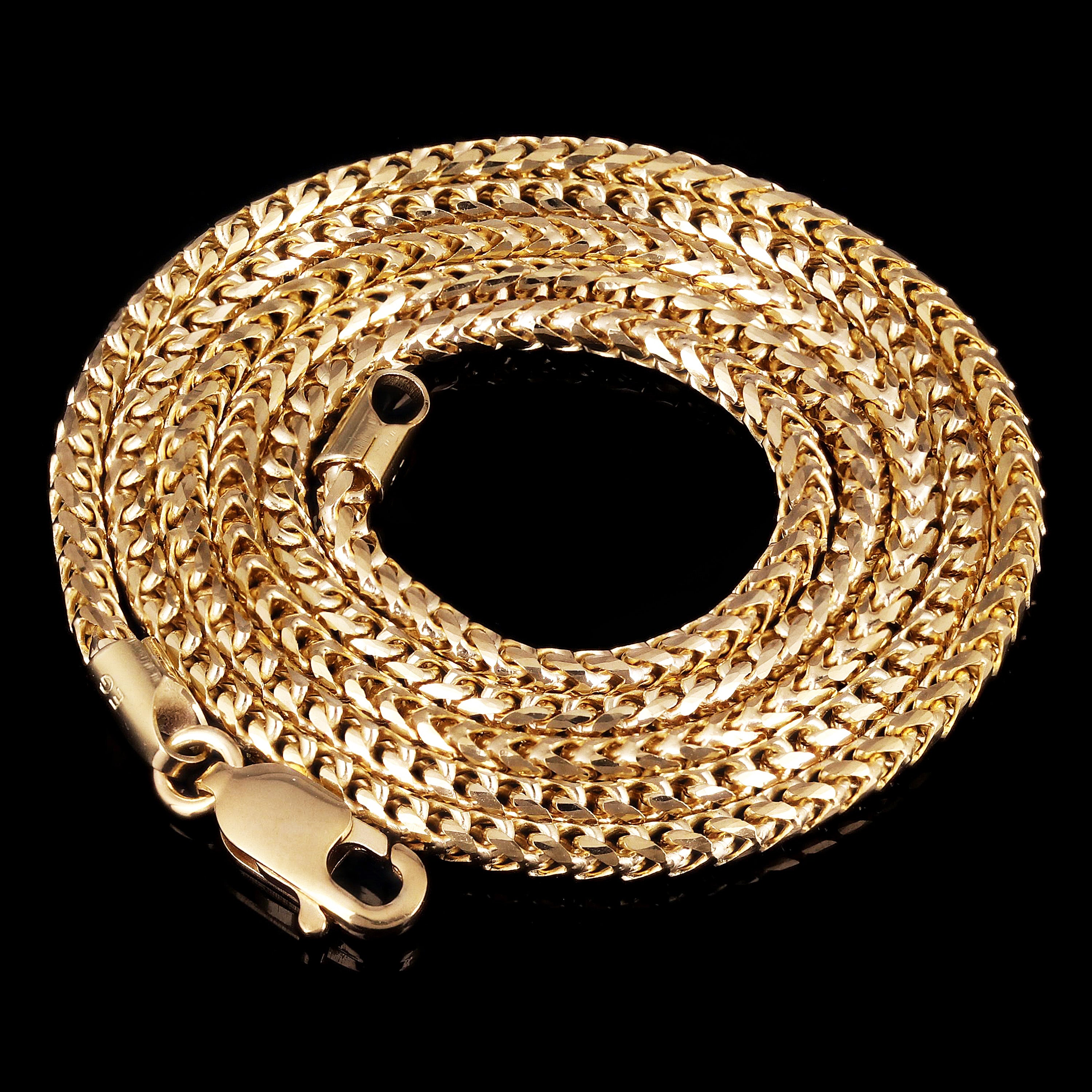 Italian 14k Yellow Gold Solid Diamond Cut Franco Chain Necklace 18" 1.7mm 7.2 grams - 18" 7.2 grams