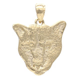 14k Yellow Gold Mountain Lion Cougar Puma Panther Head Charm Pendant 4.4 grams - Yellow