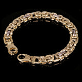 Italian 14k Two Tone Gold Hollow Byzantine Link Bracelet 9.25" 10mm 22.9 grams - 10mm 9.25"
