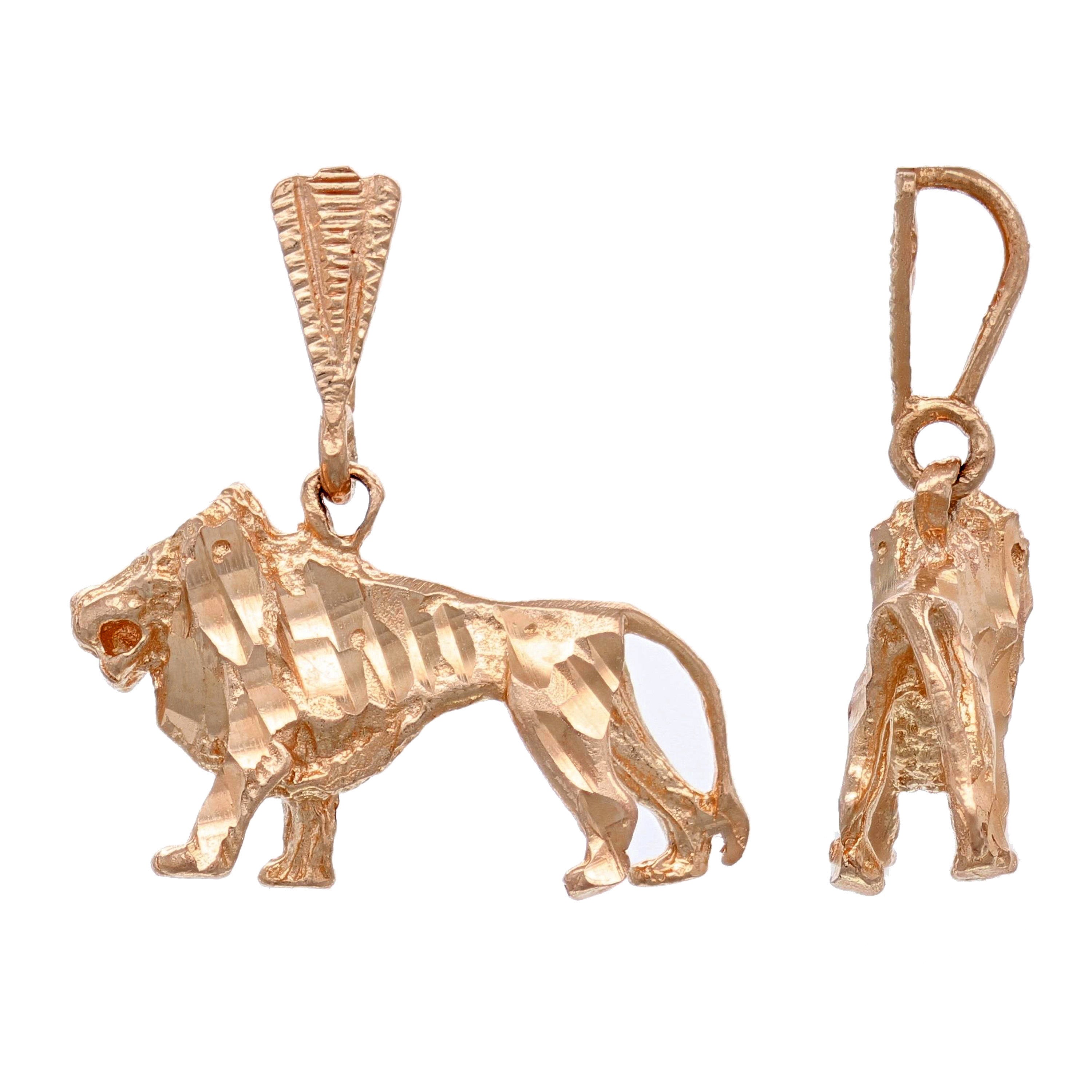 14k Rose Gold Diamond Cut Lion Charm Pendant 3.6 grams - Rose