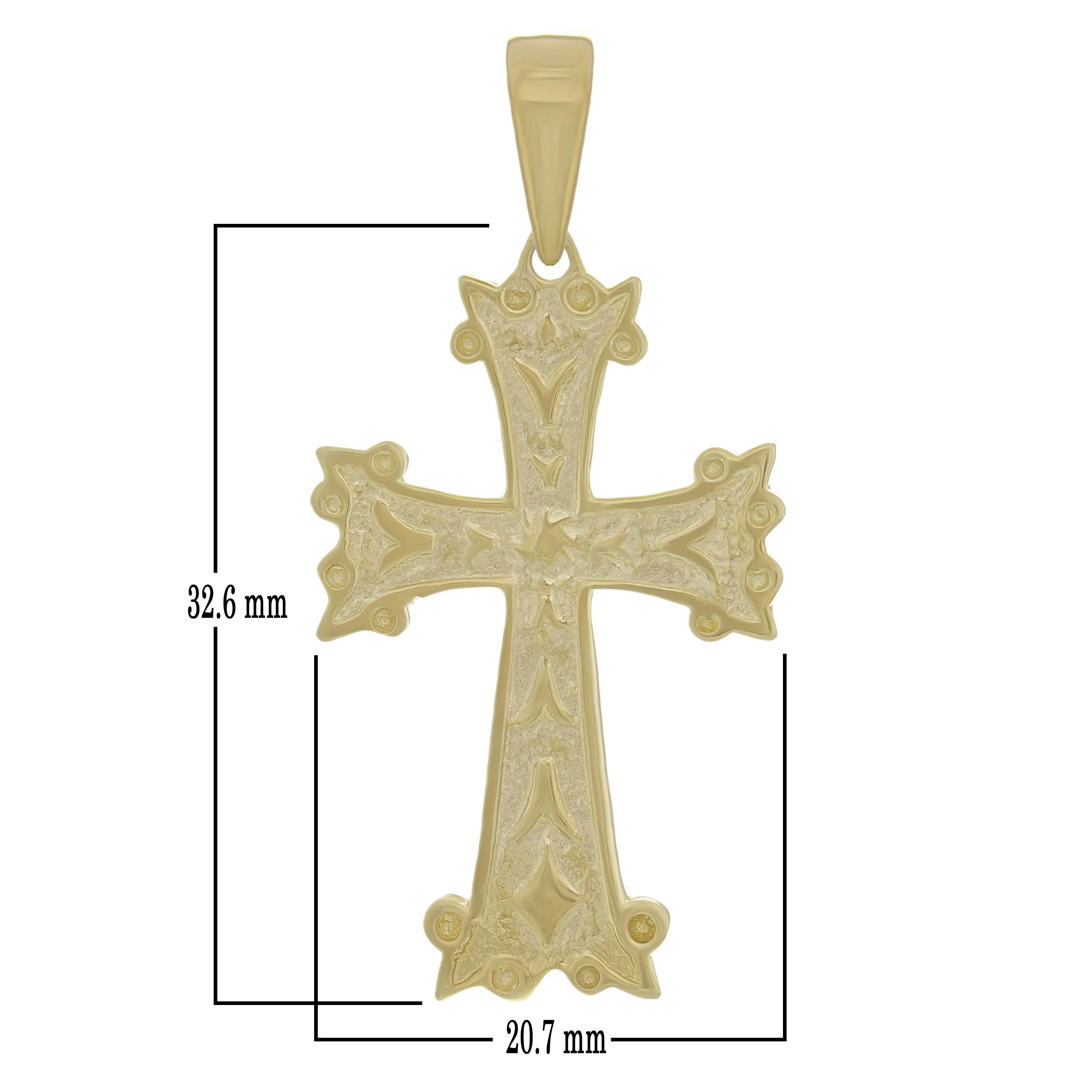 14k Yellow Gold Khachkar Armenian Cross Charm Pendant 1.6" 4.6 grams - Yellow