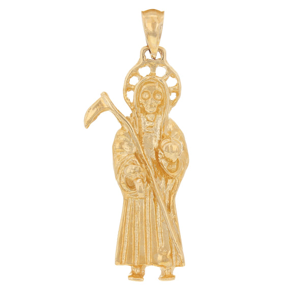 14k Rose Gold Solid Santa Muerte Grim Reaper Angel of Death Charm Pendant 5.4g