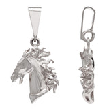 14k White Gold High Polish 3D Lucky Stallion Horse Head Charm Pendant 3.3 grams - White