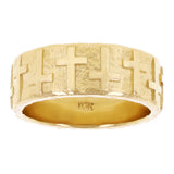 14k Yellow Gold Solid  Calvary Cros Ring Band Size 8 - 7.8mm 10 grams