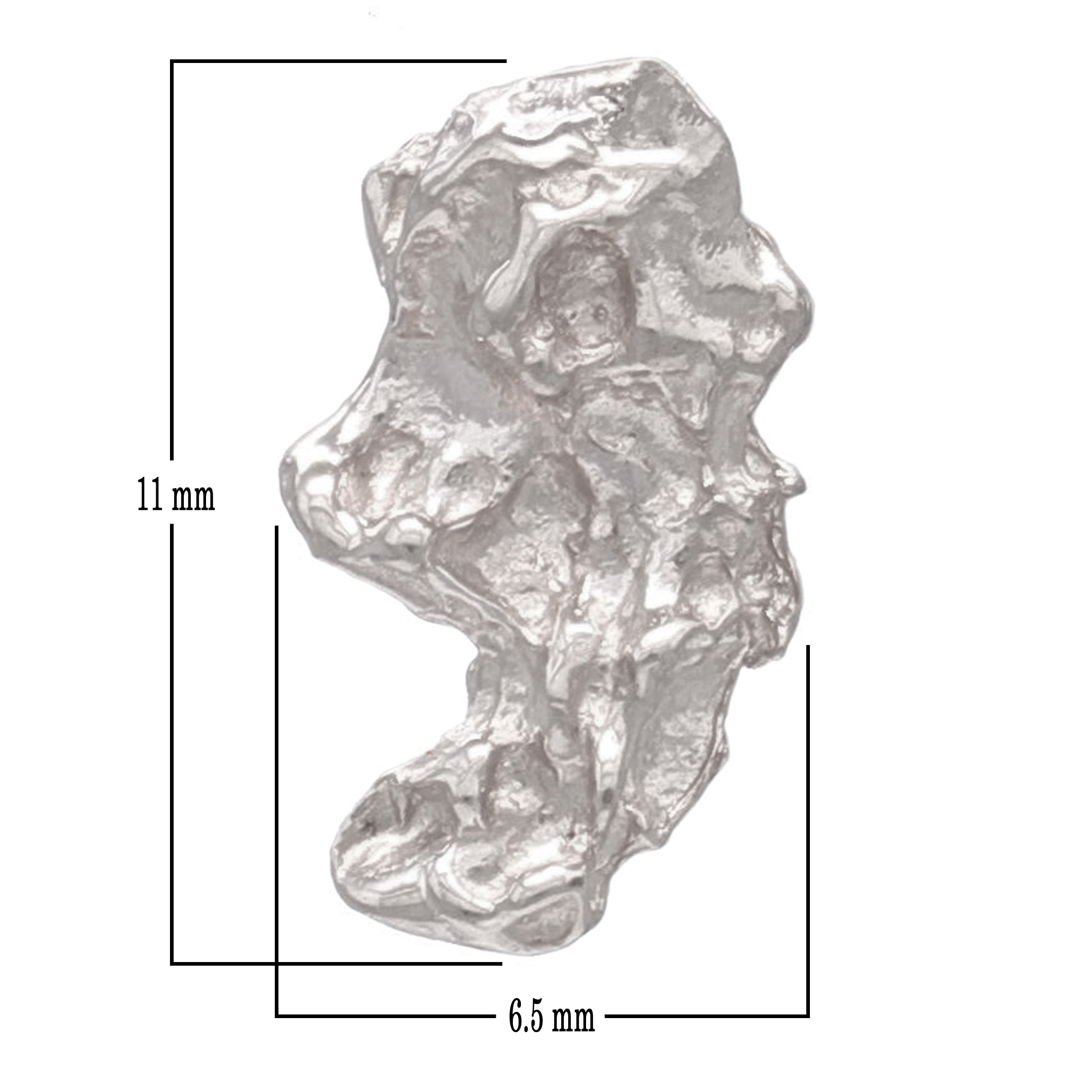 14k White Gold Small Nugget Free Form Charm Pendant 0.6 gram - White