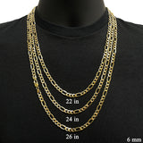 Men's Italian 10k Yellow Gold Hollow Figaro Chain Necklace 22" 6mm 11.7 grams - 22" 11.7 grams