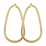 Italian 14k Yellow Gold Oblong Oval U-Shaped Hoop Earrings 1.6" 3 grams