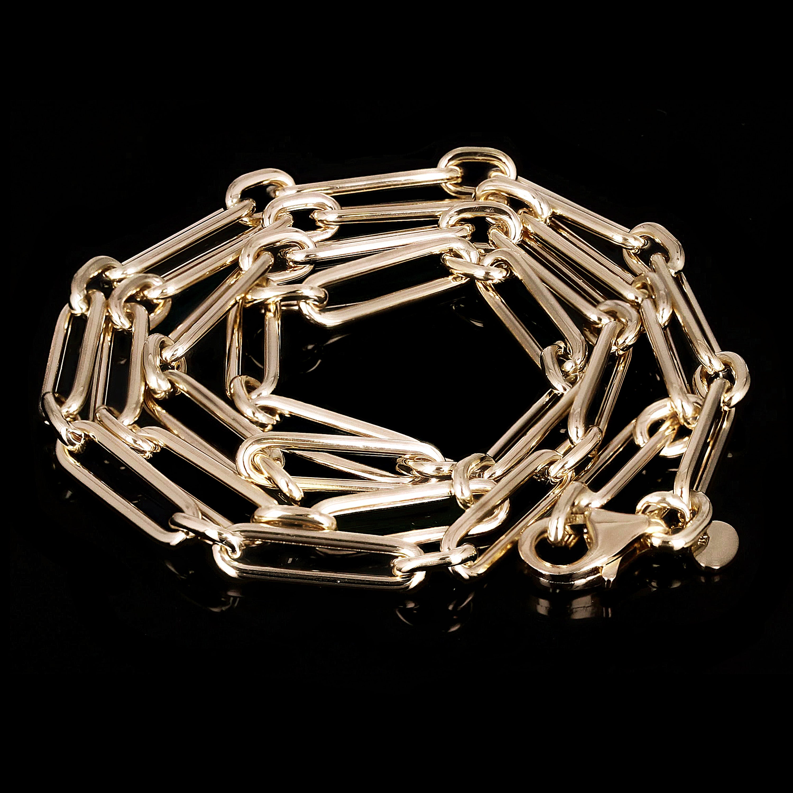 Italian 14k Yellow Gold Hollow Paper Clip Chain Necklace 18" 4.2mm 6.8 grams