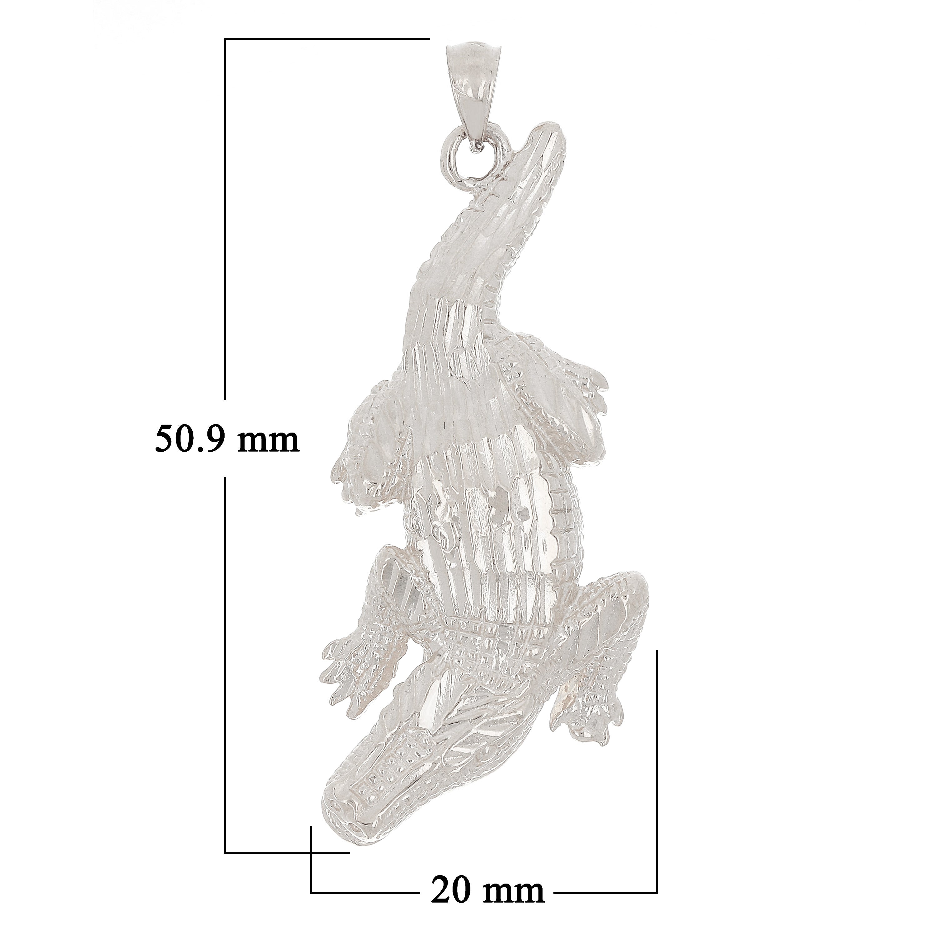 14k White Gold Alligator Pendant - White
