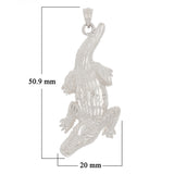 14k White Gold Alligator Pendant - White
