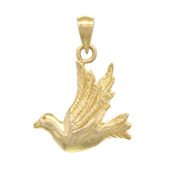 14k Yellow Gold Flying Dove Pendant - Yellow