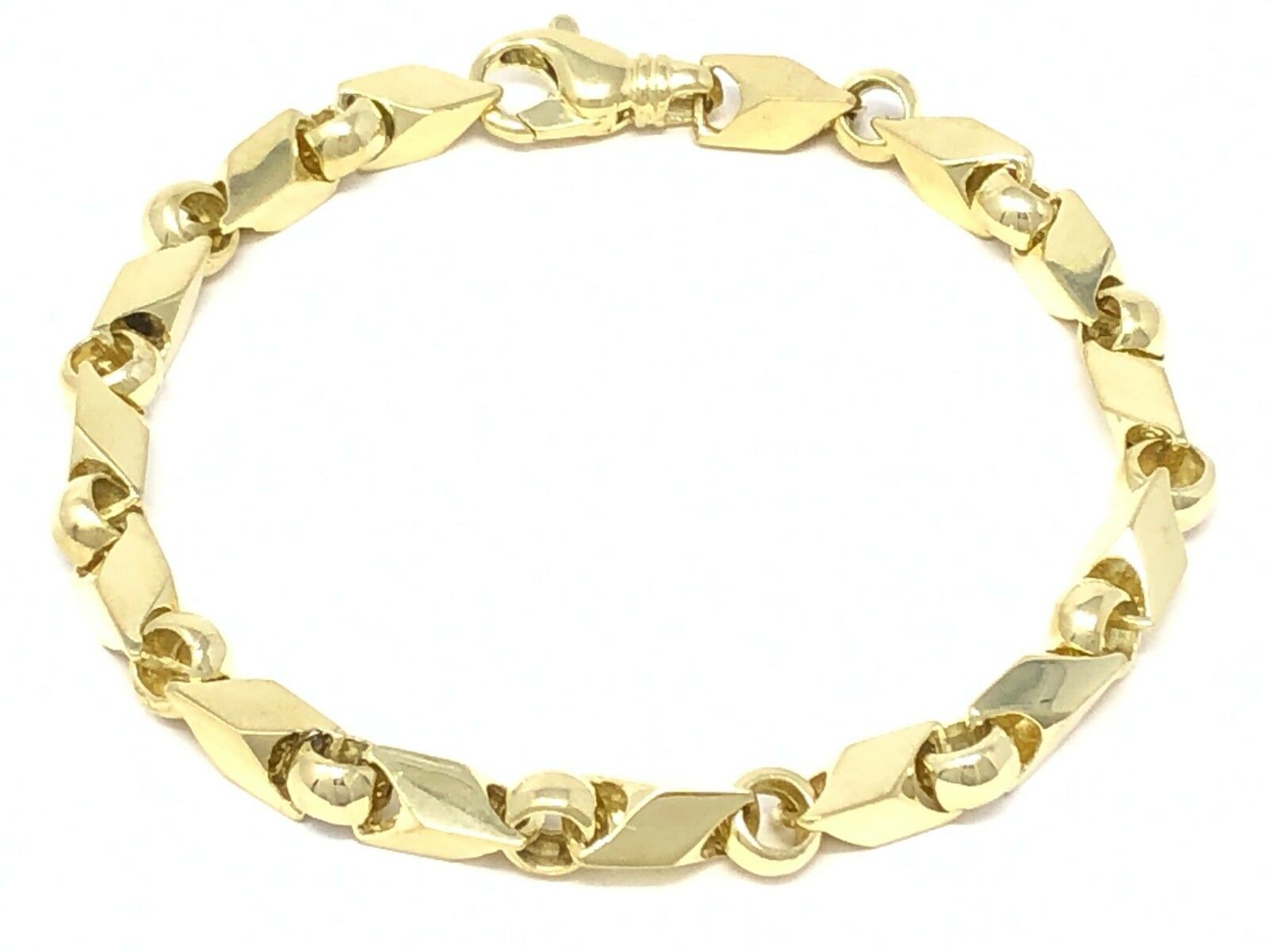 Men's 18k Yellow Gold Solid Handmade Fashion Link Bracelet 8" 7mm 33 grams