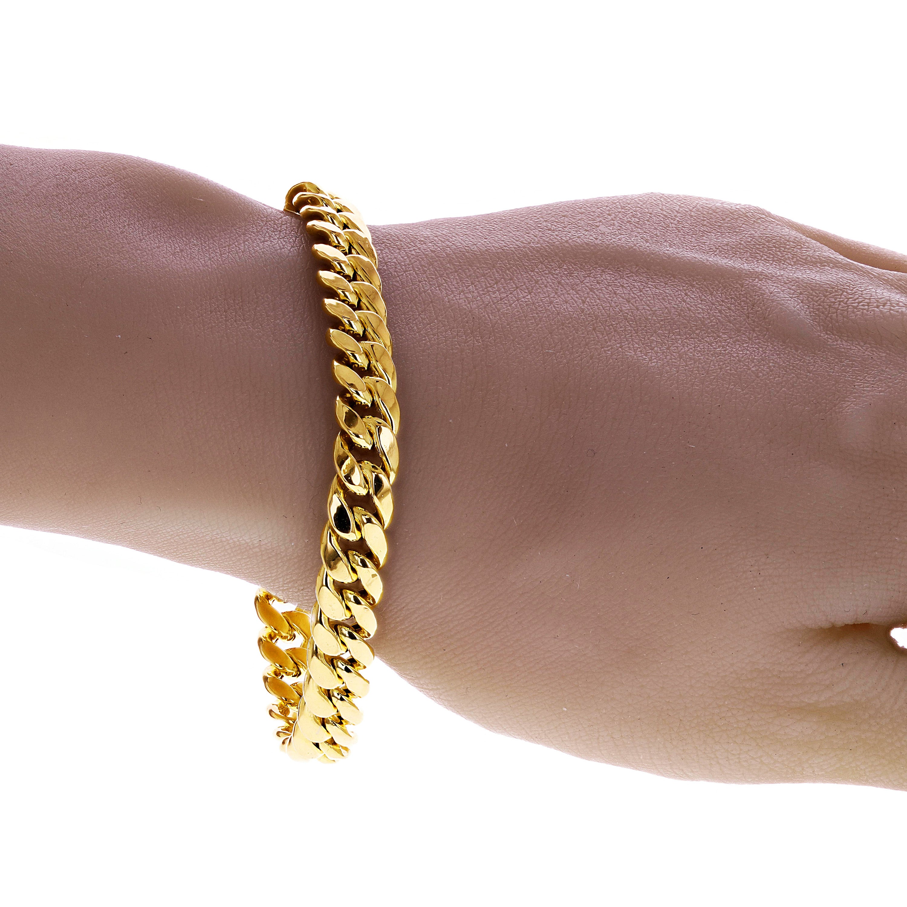 Italian 14k Yellow Gold Hollow Miami Cuban Chain Bracelet 8" 8.7mm 17 grams - 8" 17 grams